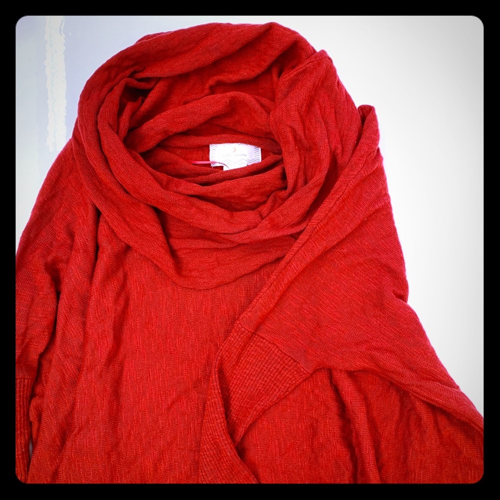 Anthropology Ruby Moon high-low red sweater NWOT